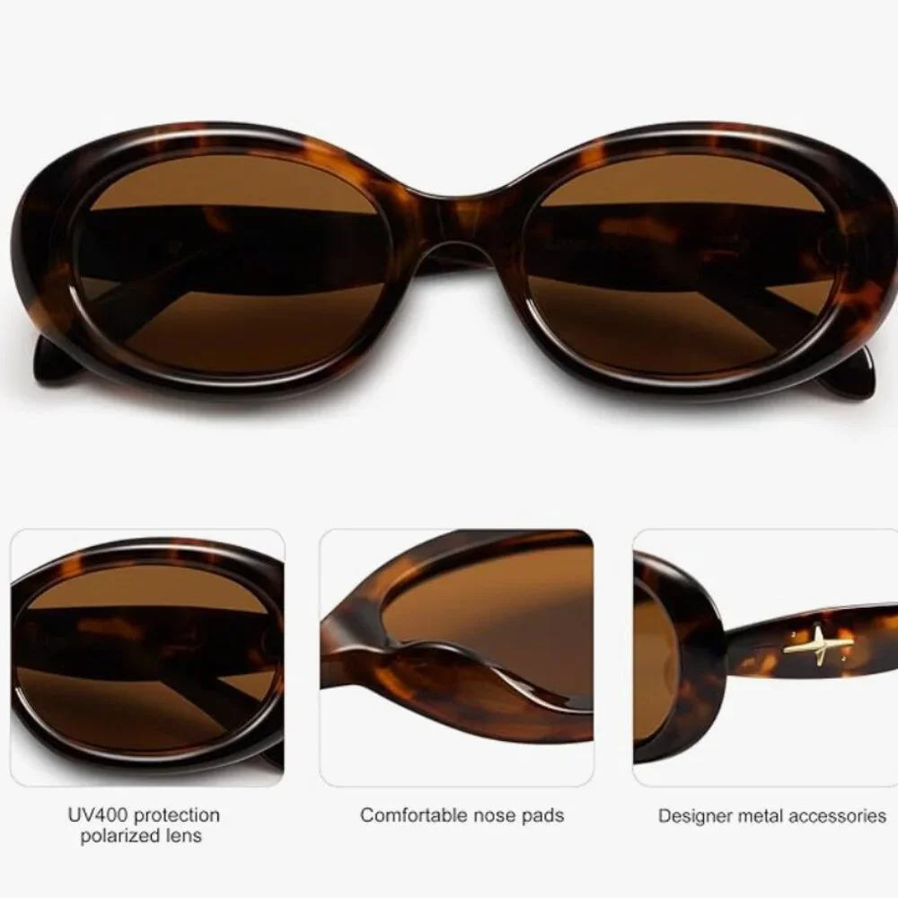 Amber Brown Gold Cross Sunglasses